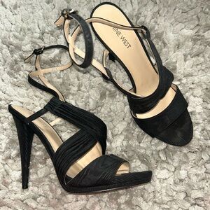 Nine West Black Strappy Heels